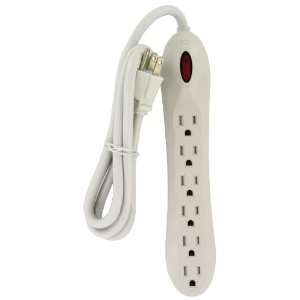Coleman Cable 046818812 6 Outlet Power Strip with Plug Covers and 4 
