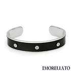 Bracelet Womens Morellato Base Metal and Black leather Length 7in 