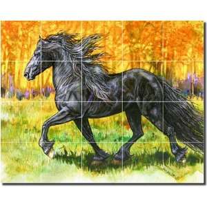 The Free Friesian Frolic by Jan Taylor   Horse Equine Ceramic Tile 