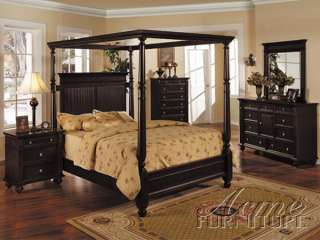Dark Maple 5 pc King Canopy Bedroom Set  