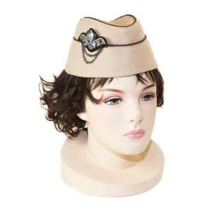 Airline Stewardess Military Style Fashion Hat Taupe