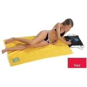  Terry Town Beach Towel With Attached Backpack   Red