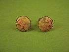 VINTAGE GOLD TONE SCREW BACK PINK FLOWERS PAINTED CERAMIC BUTTON 