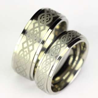 Celtic Knot Couple Titanium Ring Match Wedding Band Set  