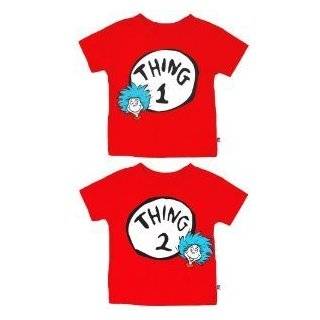  Dr. Seuss Thing 1 or Thing 2 Face Red Juniors T shirt Tee 