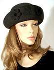 DA ME Gray Felt Wool Hat with Applique Flowers   Made in Italy