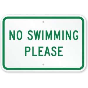  No Swimming Please Plastic Sign, 15 x 10 Office 