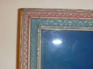 Antique Picture Frame Pink Blue Gold Gilt 18 1/2 x 15 1/2 with Baby 