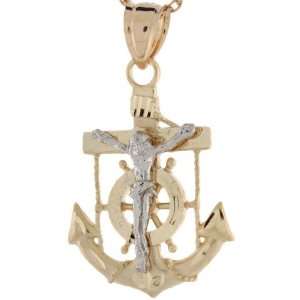   Tone Gold 2.8cm Anchor Jesus Crucifix Religious Charm Pendant Jewelry