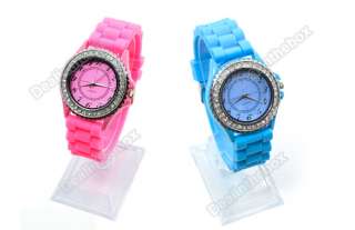 Classic Men Lady Gel Silicone Crystal Jelly Watch Gifts  