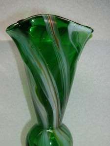  Vintage Hand Blown Murano/Venetian Art Glass Vase~Ruffle Edge  