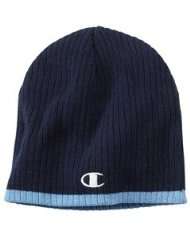 Champion Brand Knit Beanie Hat with C Logo   Navy
