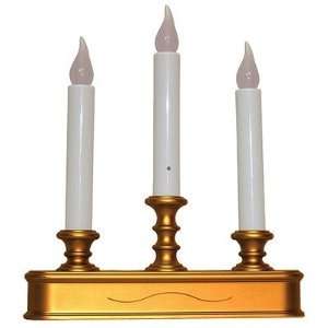  3 Tier LED Electric Window Candle Color Antique Brass 