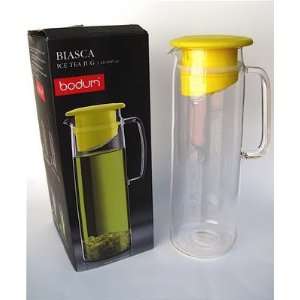  Bodum Biasca Ice Green Tea Jug with Yellow Lid, 40 Ounce 