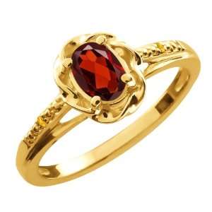   57 Ct Oval Red Garnet Yellow Citrine 10K Yellow Gold Ring Jewelry