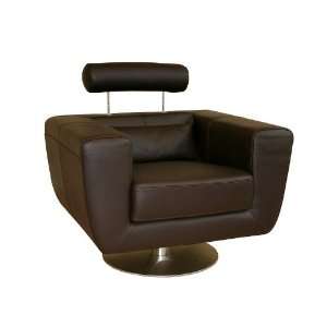  Swivel Action Dark Brown Leather Club Sofa Chair