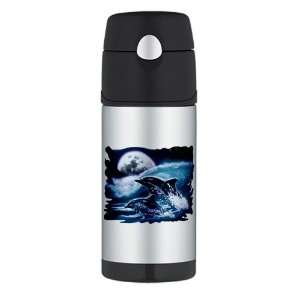  Thermos Travel Water Bottle Moon Dolphins 