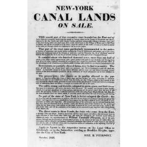  New York,NY,Canal Lands on sale,Hez. B Pierpont,1823