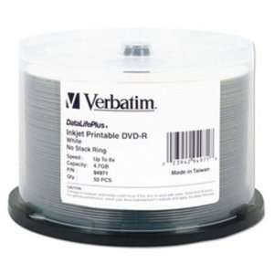  NEW 50PK DVD R 8X 4.7GB WHITEINKJET PRINTABLE DATALIFE 