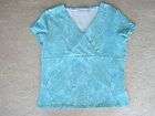 SONOMA Aqua Cotton Paisley Top T Shirt Blouse PS NEW