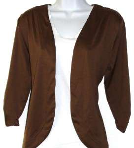 NEW Antthony Matte Jersey 3/4 Sleeve Shrug BROWN  