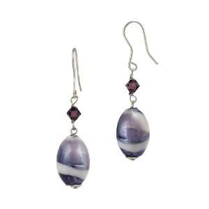   Crystal and Hand Blown Glass Oval Drop French Wire Earrings Jewelry