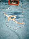 Rocawear Womens Jeans Light Stretch Straight Gold Embroidered Pockets 