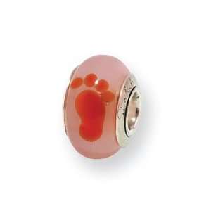   Silver Reflections Kids Red Foot Mur.Glass Bead QRS846 Jewelry