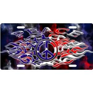 Peace Flames   Patriotic Custom License Plate Novelty Tag from Redeye 