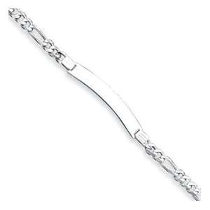  Sterling Silver ID Figaro Link Bracelet Jewelry
