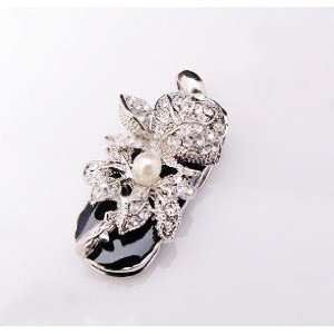  Cute Silver Colored Crystal Flower Strap Style USB flash 