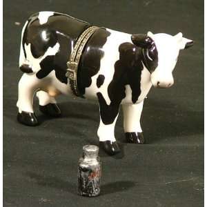  Black & White Dairy Cow Hinged MiniatureTrinket Box
