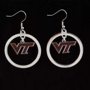  NCAA Virginia Tech Hokies Floating Logo Hoop Earrings 