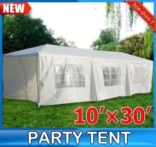 New White Party Tent Gazebo Canopy 10 x 30 Steel Frame With 6 Side 