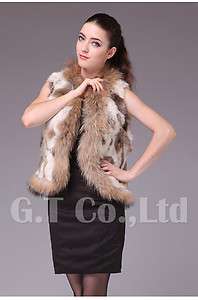 0236 Rabbit fur vest gilet sleeveless garment waistcoat vests with 