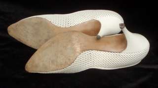 Vintage 50s 60s White Heels Shoes by Andrew Geller 9 AA  
