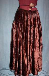 CP SHADES RAYON VELVET CHOCOLATE BROWN TIERED SKIRT S/M  