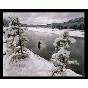  National Geographic, Fisherman in Snowbanked River, 16 x 