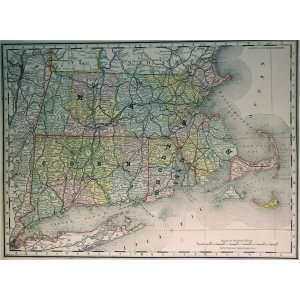  McNally Map of Connecticut Rhode Island Mass (1897 