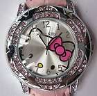 Lovely Cute Hello Kitty Quartz Wrist crystal Stone Watch Pink