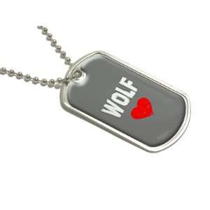  Wolf Love   Military Dog Tag Luggage Keychain Automotive