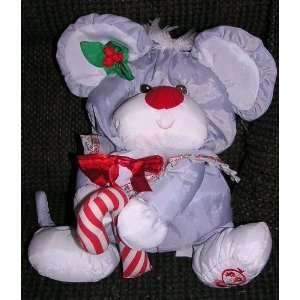   Grey Mouse Holding Candy Cane Christmas Puffalump Doll Toys & Games
