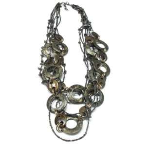  Multi Strand Circular and Oval Elements Necklace Jewelry