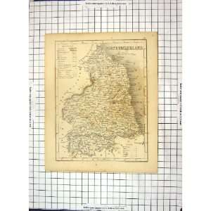  Antique Map Northumberland England Haltwhistle Berwick 