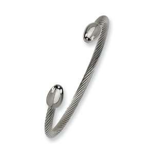    Polished Stainless Steel Cable Rope Bangle Bracelet Jewelry