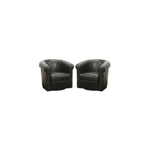   Black Faux Leather Club Chair With 360 Degree Swivel
