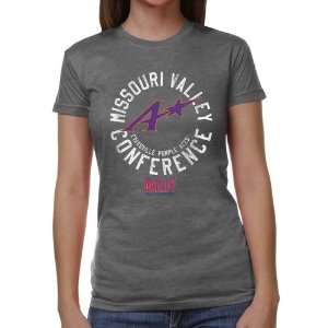 Evansville Purple Aces Ladies Conference Stamp Tri Blend T Shirt   Ash 