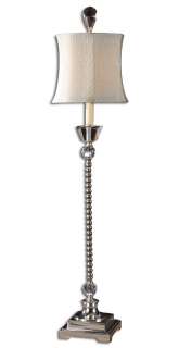 Silver Plated Metal Buffet Table Lamp Crystal Accents  