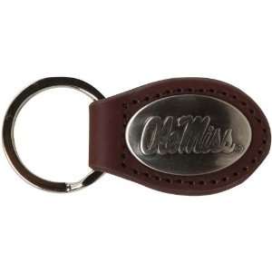  NCAA Mississippi Rebels Brown Concho Leather Keychain 