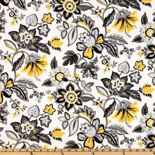  44 Wide Night And Day Floral Yellow/White/Black Fabric 